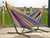 110” Yellow and Purple Striped Brazilian Style Hammock with a Steel Hammock Stand - IMAGE 2