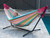 110” Red and Green Striped Brazilian Style Hammock with a Steel Hammock Stand - IMAGE 4