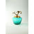 10" Green Hand Blown Glass Jar with Gold Lid - IMAGE 1