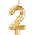 12 Gold "2" Birthday Candles 2.75" - IMAGE 1