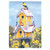 Yellow and Blue Bird House Design Rectangular Outdoor Garden Flag 18" x 13" - IMAGE 1