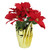 Artificial Christmas Poinsettia Arrangement in Wrapped Pot - 16" - Red and Gold - IMAGE 1
