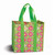 13" Laminated Canvas Reusable Tote Bag in Pink and Green Floral Print - IMAGE 1