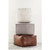 22" Dark Brown Patched Leather Square Pouf Ottoman with Knife Edges - IMAGE 2