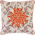 18" Orange and Beige Floral Square Throw Pillow Cover - IMAGE 1