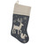 20" Burlap Christmas Stocking with Gray Felt Animal Stencil Design and Burlap Cuff - IMAGE 1