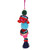6.25" Blue and Red Bohemian Christmas Pom Pom Ornament - IMAGE 3