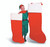 60” Red and White Giant Christmas Stocking - IMAGE 1