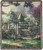 Green and Purple Gazebo Garden Jacquard Woven Thomas Kinkade Fringed Throw Blanket 50" x 60" - IMAGE 1