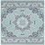 7.25' Traditional Style Teal Blue and White Square Area Throw Rug - IMAGE 1