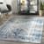 7'10" x 10'3" Distressed Diamond Persian Design Blue and Light Gray Rectangular Machine Woven Area Rug - IMAGE 2