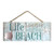 Blue and Cream White Shell Printed Rectangular Wall Sign with Rope Hanger 4" x 10" - IMAGE 1