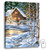 24" x 18" White and Brown Christmas at the Cabin Back-lit Wall Art with Remote Control - IMAGE 1