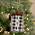 4.75" Black and White Buffalo Plaid "Joy" Pinecone Christmas Sign Ornament - IMAGE 2
