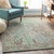 8' x 10' Transitional Style Aqua Blue and Brown Rectangular Area Throw Rug - IMAGE 2