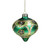 4.5" Green Gold Black Floral Bead and Jewel Glass Onion Christmas Ornament - IMAGE 1