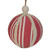 Red Striped and Ribboned Christmas Ball Ornament 6.75" (170mm) - IMAGE 2