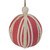 Ribbon Striped Christmas Ball Ornament - 6" (170mm) - Red and Cream - IMAGE 2