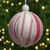 6" White and Red Striped Ball Christmas Ornament with Rope Accent - IMAGE 2