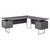 71" Gray and Silver Contemporary L-Shaped Computer Desk - IMAGE 1