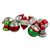 9ct Silver and Red Striped 2-Finish Glass Christmas Ornaments 3.25" - IMAGE 1