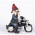 Biker Gnome Peace Sign Outdoor Garden Statue - 9.25"