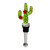 5" Green and Stainless Steel Handblown Glass Cactus Wine Bottle Stopper - IMAGE 1