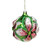 4" Pink and Green Glittered 3D Flower Glass Christmas Ornament - IMAGE 1