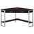 42" Coffee Brown and Silver L-Shaped Contemporary Computer Desk - IMAGE 1
