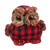 3.5" Red and Black Buffalo Plaid Table-Top Embellished Owl - IMAGE 1