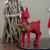 10.25" Red and Black Embellished Standing Reindeer with Buffalo Plaid Ears - IMAGE 2