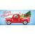Vintage Red Truck Merry Christmas Double Car Garage Door Banner - 7' x 16' - IMAGE 1