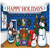 7' x 8' White and Blue "Happy Holidays" Single Car Garage Door Banner - IMAGE 1