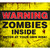 7' x 8' Yellow and Black Warning Halloween Single Car Garage Door Banner - IMAGE 1