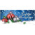 7' x 16' Navy Blue and Red "Happy Holidays " Double Car Garage Door Banner - IMAGE 1