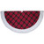 60" Red and Green Plaid Christmas Tree Skirt With White High Pile Fleece Trim - IMAGE 1