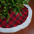 60" Red and Green Plaid Christmas Tree Skirt With White High Pile Fleece Trim - IMAGE 2