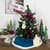 20" Blue Glittered Mini Christmas Tree Skirt with Fur Trim - IMAGE 3