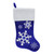 22.25" Blue and White Velveteen Embroidered Christmas Stocking - IMAGE 1