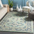 8' x 10' Blue and Beige Floral Patterned Rectangular Hand Tufted Area Rug - IMAGE 2