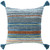 20" Aqua Blue and White Tribal Pattern Square Throw Pillow with Tassels - Polyester Filler - IMAGE 1