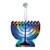 5" Blue Battery Operated Color Changing Fiber Optic "Happy Hanukkah" Menorah Window Decor - IMAGE 1