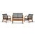 4-Piece Brown and Black Manhattan Eucalyptus Patio Seating Set 44.5" - IMAGE 1