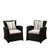 2-Piece Black Staffordshire Wicker Outdoor Patio Arm Chair Set 32" - Gray Cushions - IMAGE 1