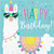 Club Pack of 192 White and Blue "Happy Birthday" Llama Party 3-Ply Napkins 6.5" - IMAGE 1