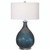 29" Eline Blue Glass Fat Tear Drop Table Lamp with Crystal and Nickel Accent and White Shade - IMAGE 1