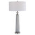 33” White and Gray Frosted Glass Table Lamp with Matching Lamp Shade - IMAGE 1