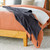 60" Navy Blue and Black Rectangular Woven Throws with Tassels - IMAGE 2