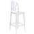 46.5" Clear Transparent Contemporary Ghost Outdoor Barstool with Oval Back - IMAGE 1