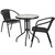 Set of 3 Black and Clear Round Table with Stack Chairs 28” - IMAGE 1